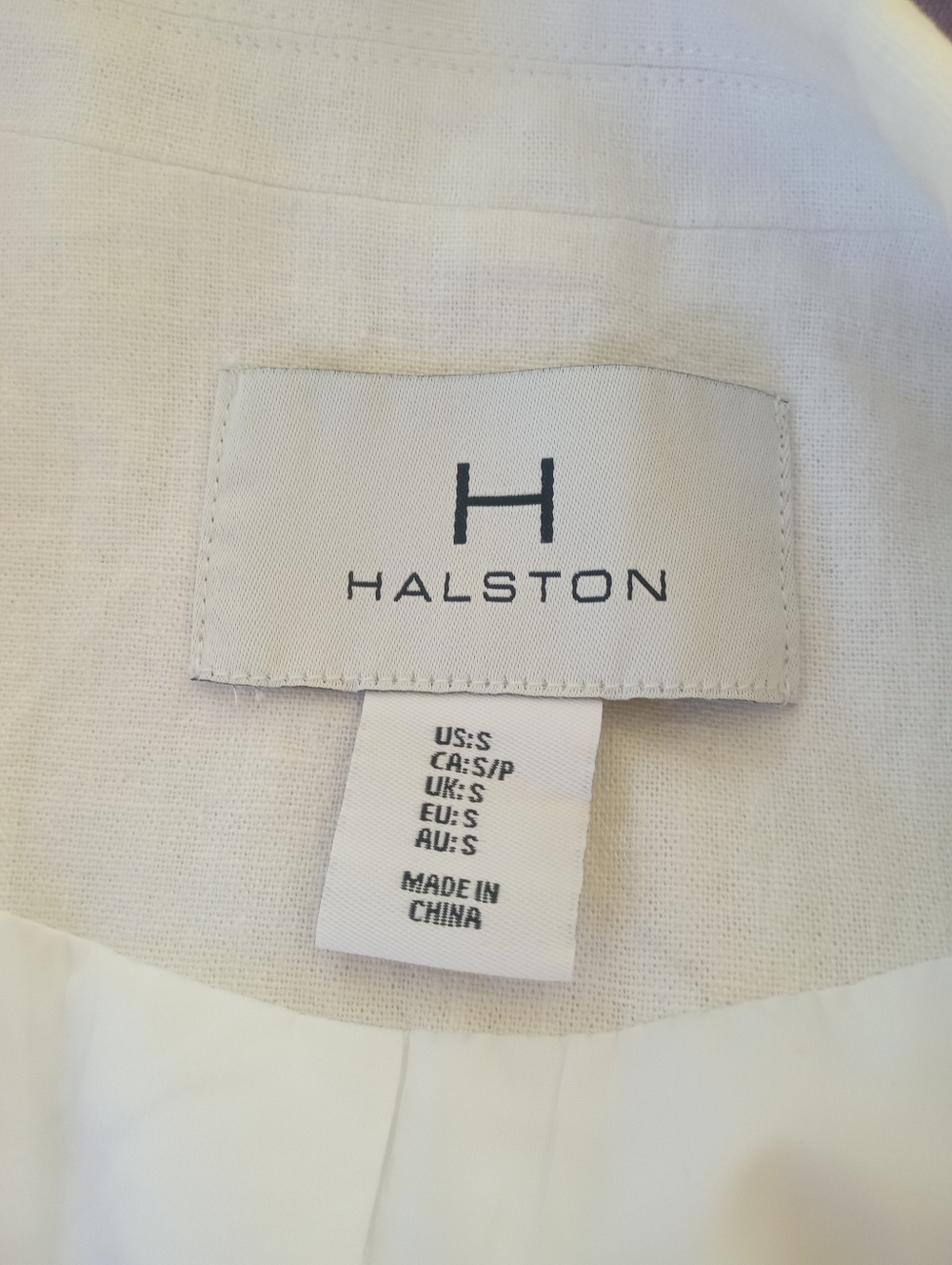 HALSTON Linen Blend White Double Breasted Blazer | S - Picture 9 of 9